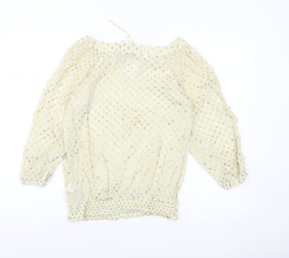 Rocha John Rocha Womens Ivory Polka Dot Sheer Blouse Size 10