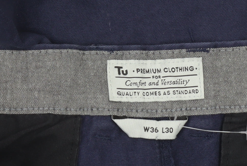 Mens UK Size L TU Regular Fit Chino Blue Trousers