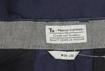Mens UK Size L TU Regular Fit Chino Blue Trousers