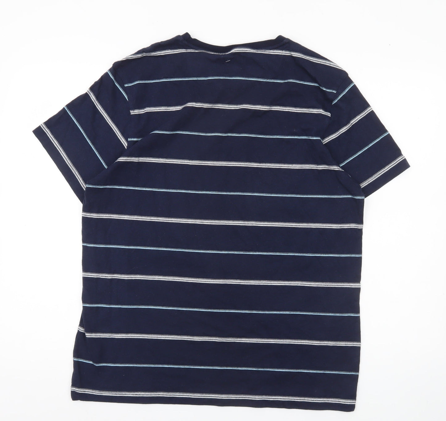 Lincoln Men’s Blue Striped Crew Neck Short Sleeve T-Shirt L