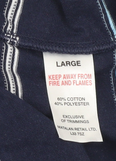 Lincoln Men’s Blue Striped Crew Neck Short Sleeve T-Shirt L