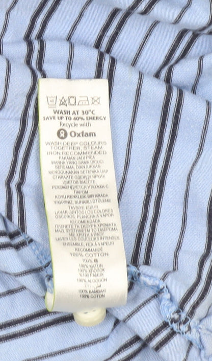 Marks and Spencer Men's Blue Striped Cotton Polo Shirt XL