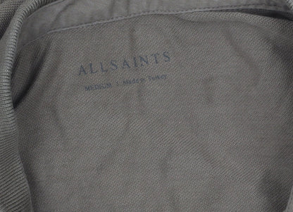 AllSaints Mens Brown Long Sleeve Polo Shirt Medium 100% Cotton
