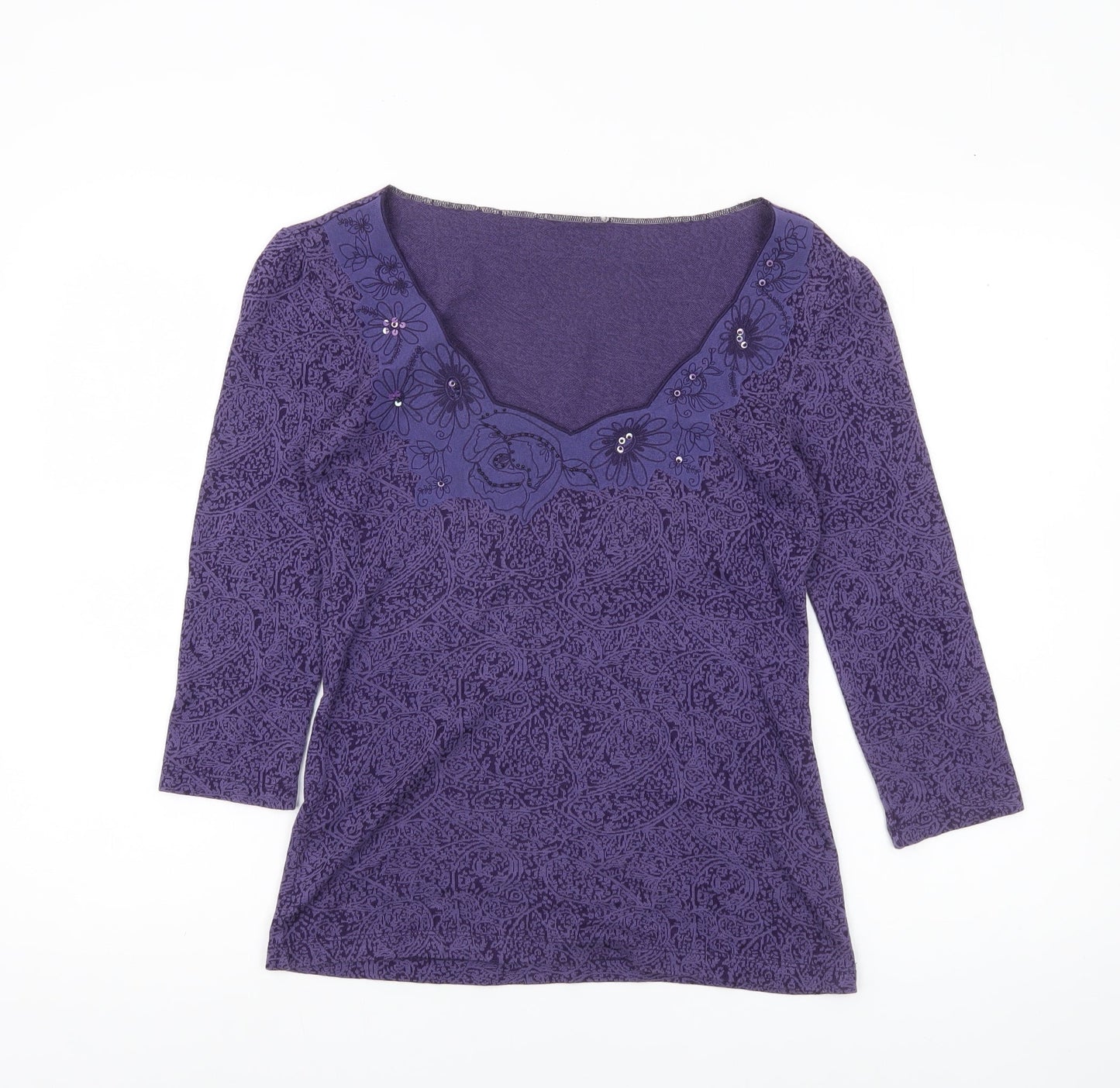 Marks and Spencer Per Una Womens Purple Floral Tunic Blouse Size 10