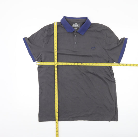 F&F Men's Grey Polo Shirt L Cotton Casual Short Sleeve