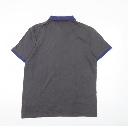 F&F Men's Grey Polo Shirt L Cotton Casual Short Sleeve
