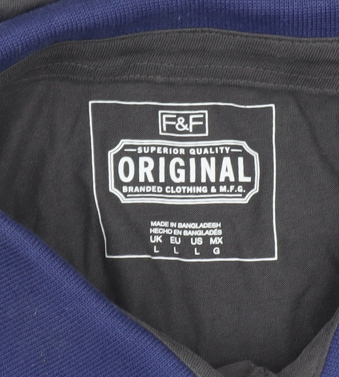 F&F Men's Grey Polo Shirt L Cotton Casual Short Sleeve