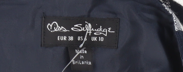 Miss Selfridge Women Black White Check Mini Pinafore Dress Size 10