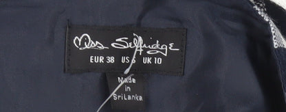 Miss Selfridge Women Black White Check Mini Pinafore Dress Size 10