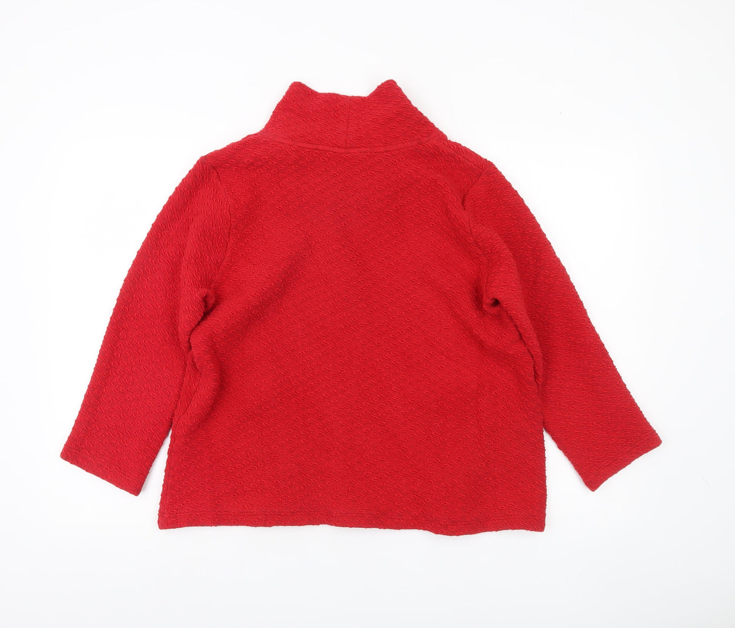Adini Women Red Long Sleeve Tunic Roll Neck Cotton Blend Blouse L