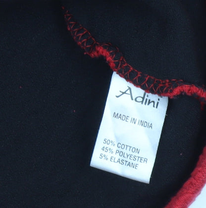 Adini Women Red Long Sleeve Tunic Roll Neck Cotton Blend Blouse L