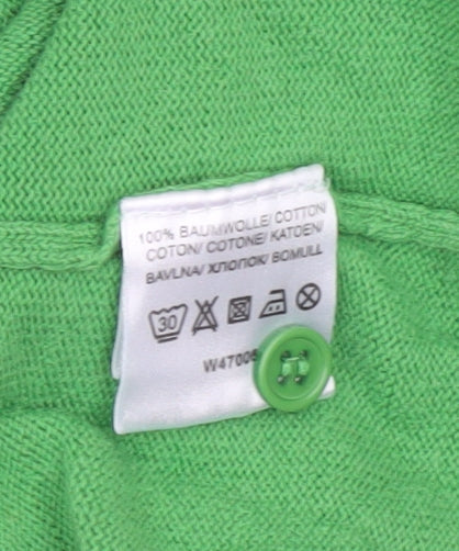 Collection L Women’s Green Striped V-Neck Cotton Jumper Size 28