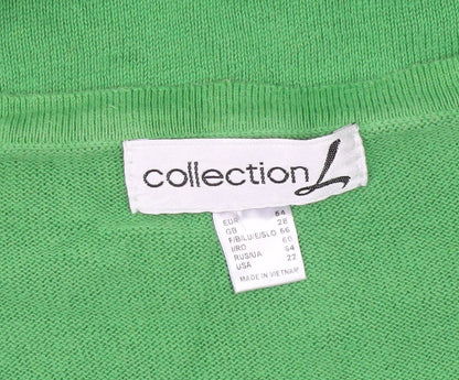 Collection L Women’s Green Striped V-Neck Cotton Jumper Size 28