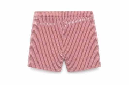 PrettyLittleThing Womens Pink Striped Velvet Shorts UK 10