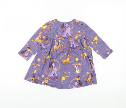 Next Girls Purple Disney Princess Skater Dress 18-24 Months Cotton