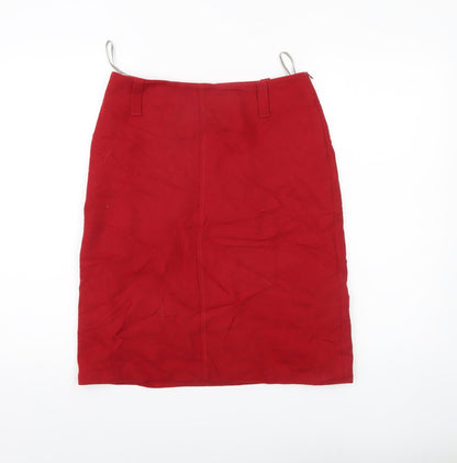 River Island Women's Red Wool Pencil Skirt Size 10 Knee Length