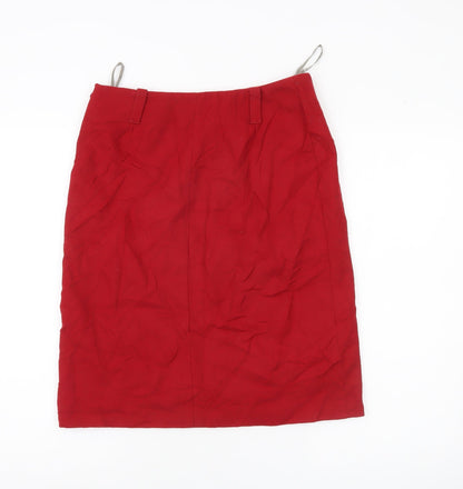 River Island Women's Red Wool Pencil Skirt Size 10 Knee Length
