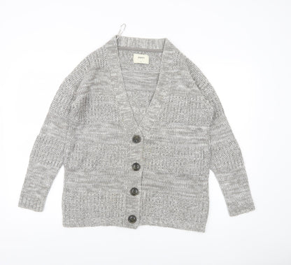Papaya Women’s Grey Chunky Knit V-Neck Cardigan Size S