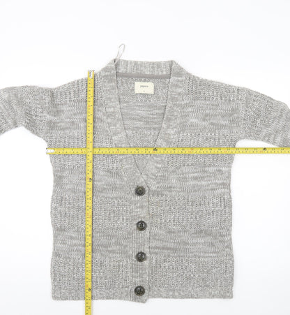 Papaya Women’s Grey Chunky Knit V-Neck Cardigan Size S