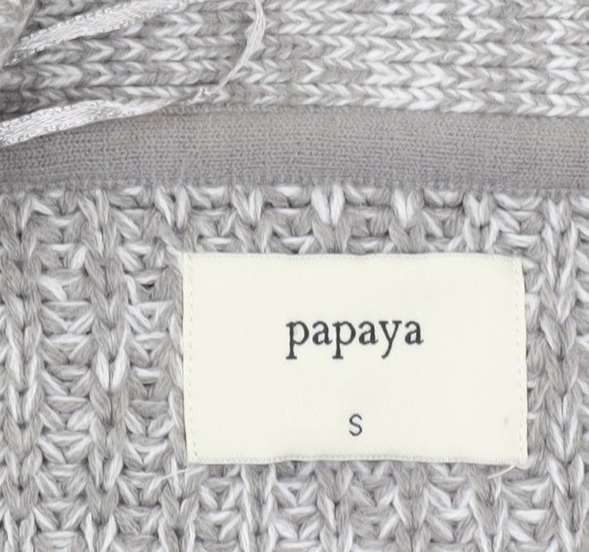 Papaya Women’s Grey Chunky Knit V-Neck Cardigan Size S