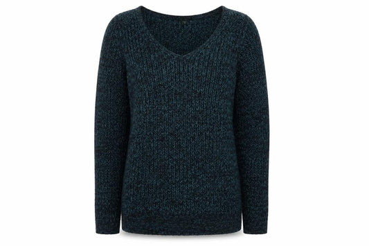 Sparkle & Fade Womens Blue Scoop Neck Chunky Knit Jumper Size S