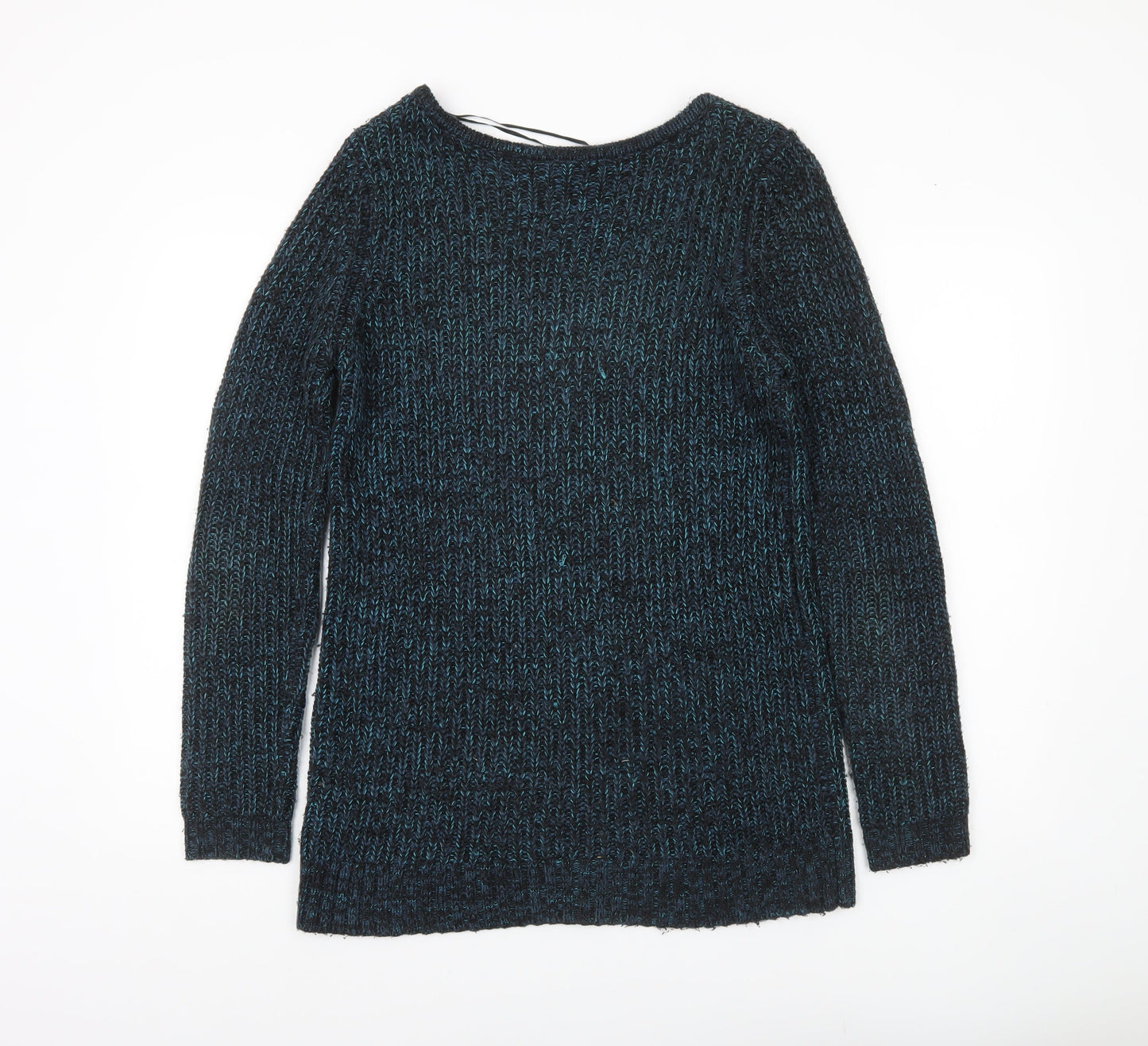 Sparkle & Fade Womens Blue Scoop Neck Chunky Knit Jumper Size S