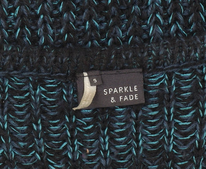 Sparkle & Fade Womens Blue Scoop Neck Chunky Knit Jumper Size S