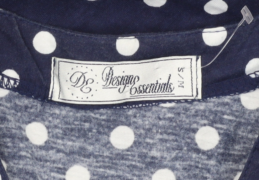 Design Essentials Womens Blue Polka Dot Shirt S Short Sleeve Button-Up