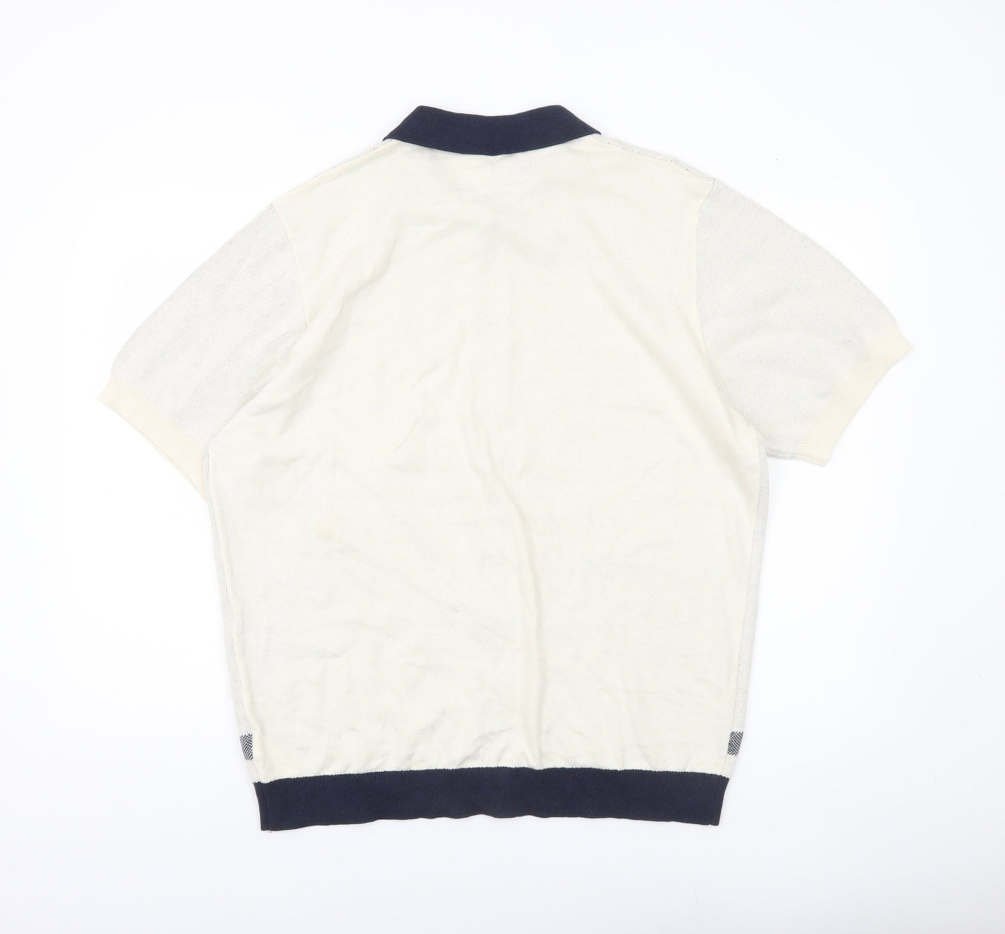 F&F Men’s Ivory XL Collared Short Sleeve Button Cardigan