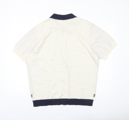 F&F Men’s Ivory XL Collared Short Sleeve Button Cardigan