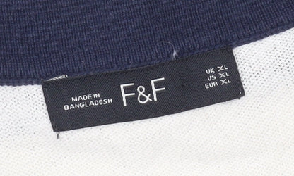 F&F Men’s Ivory XL Collared Short Sleeve Button Cardigan