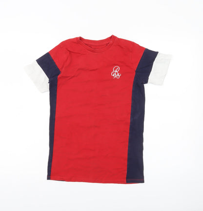 River Island Boys Red Blue White Colourblock T-Shirt 9-10 Years