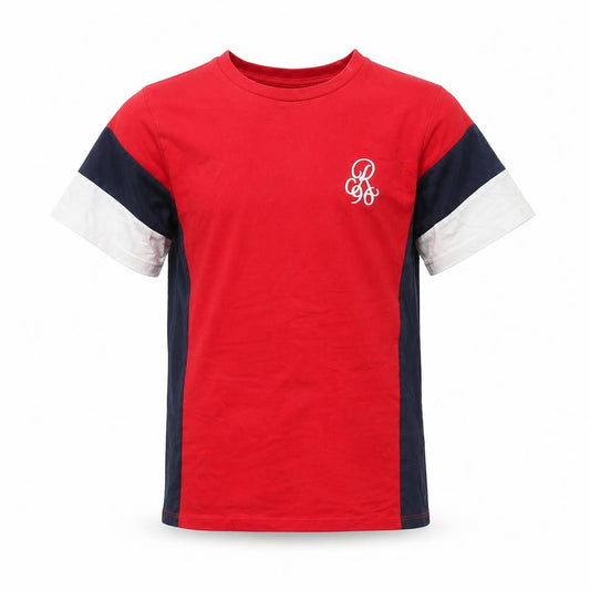 River Island Boys Red Blue White Colourblock T-Shirt 9-10 Years