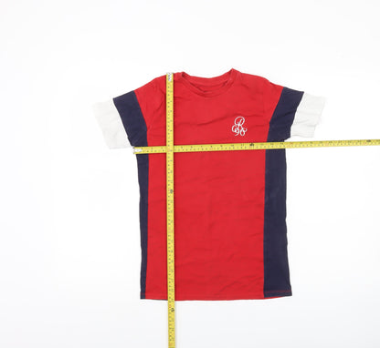 River Island Boys Red Blue White Colourblock T-Shirt 9-10 Years