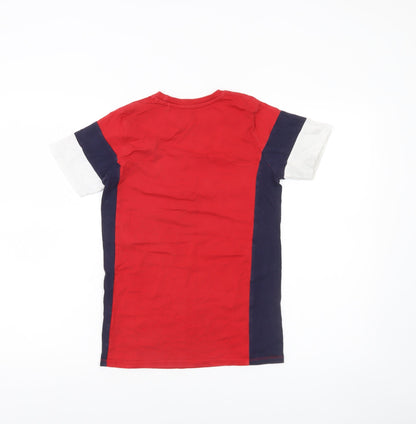 River Island Boys Red Blue White Colourblock T-Shirt 9-10 Years