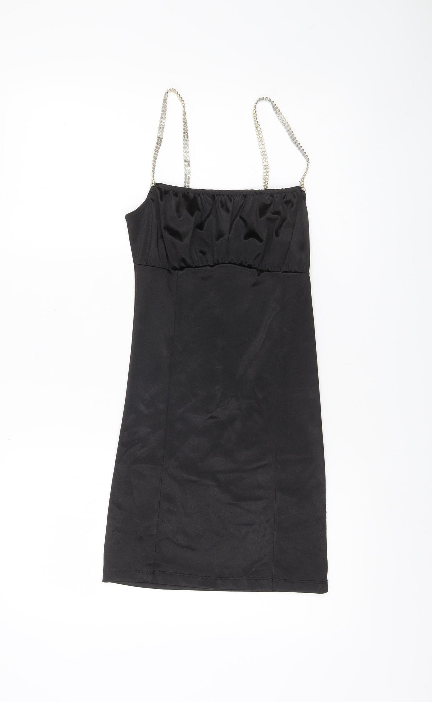 Motel Womens Black XS Bodycon Short Dress Rhinestone Strap