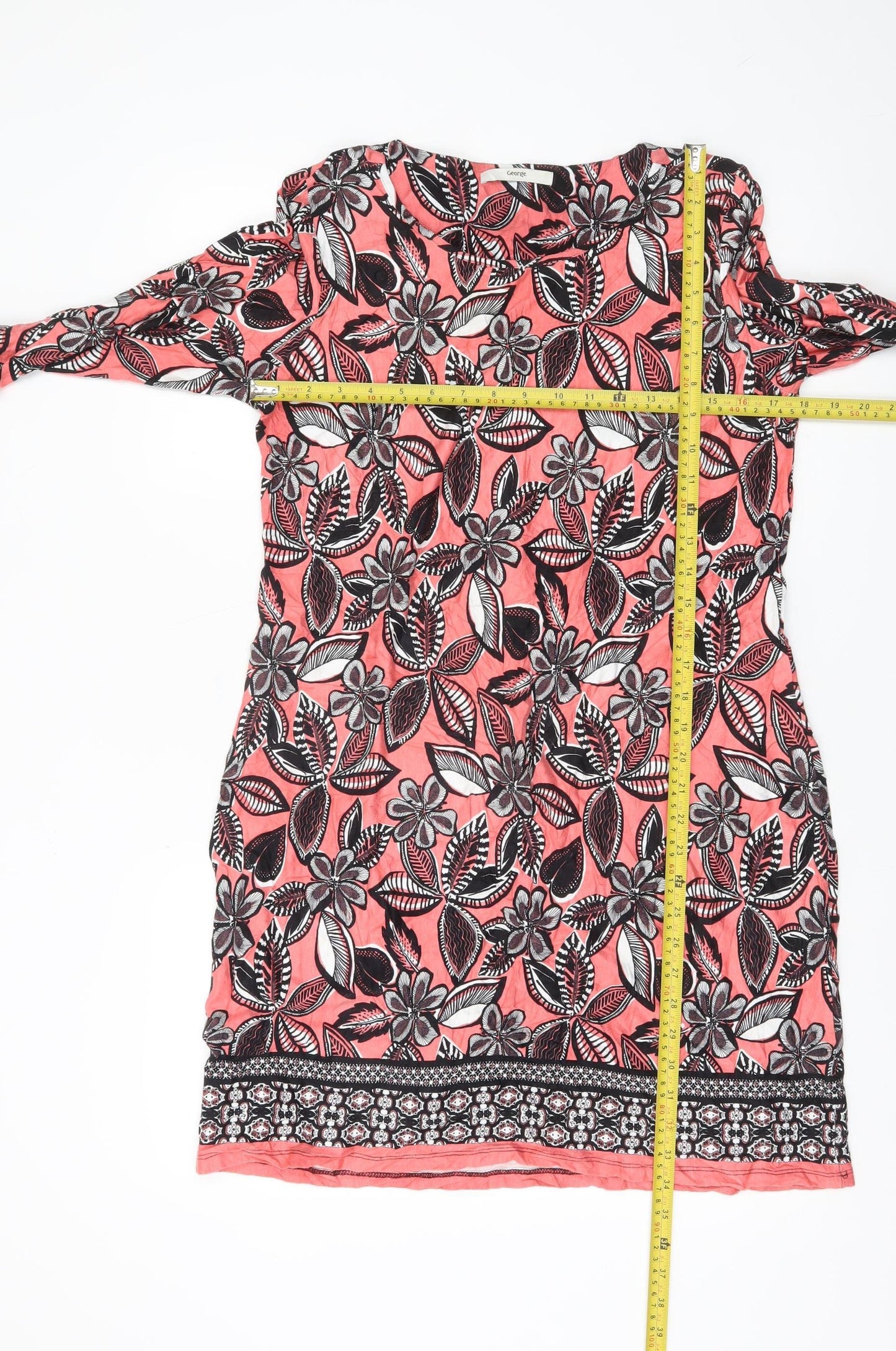 George Women’s Pink Floral Shift Dress Size 12 Knee Length