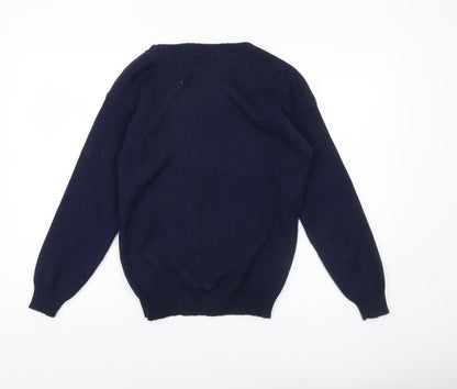 Boohoo Womens Blue S Pullover Jumper Ski Slogan Crew Neck Winter Casual