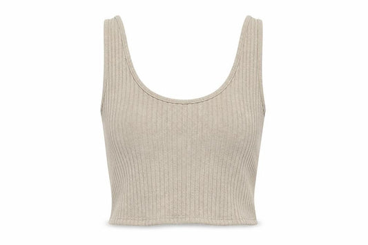 Zara Trafaluc Women’s Beige Cropped Tank Top Size 8 Sleeveless Tie Front
