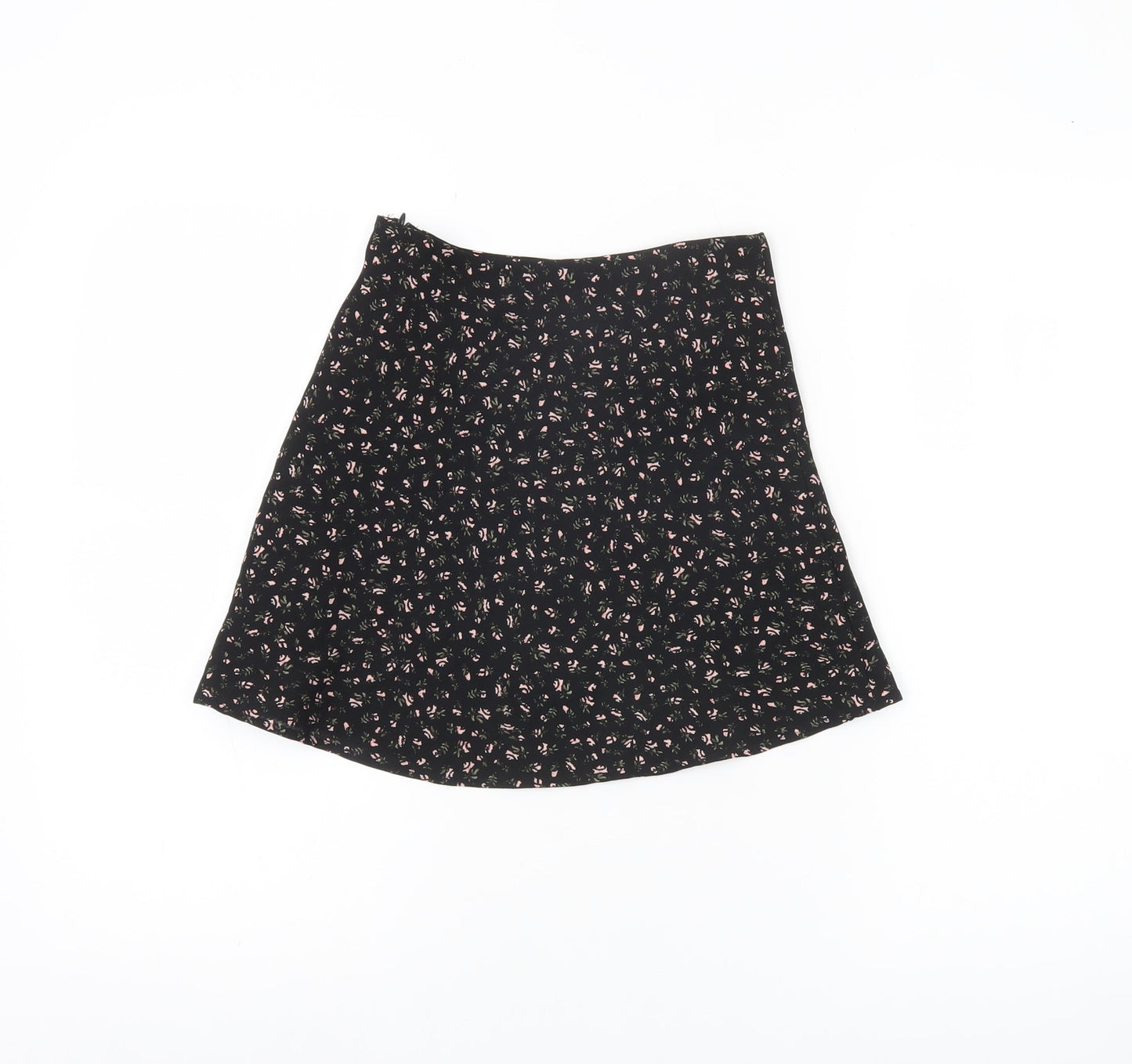 H&M Divided Womens Black Floral A-Line Skirt Size 6