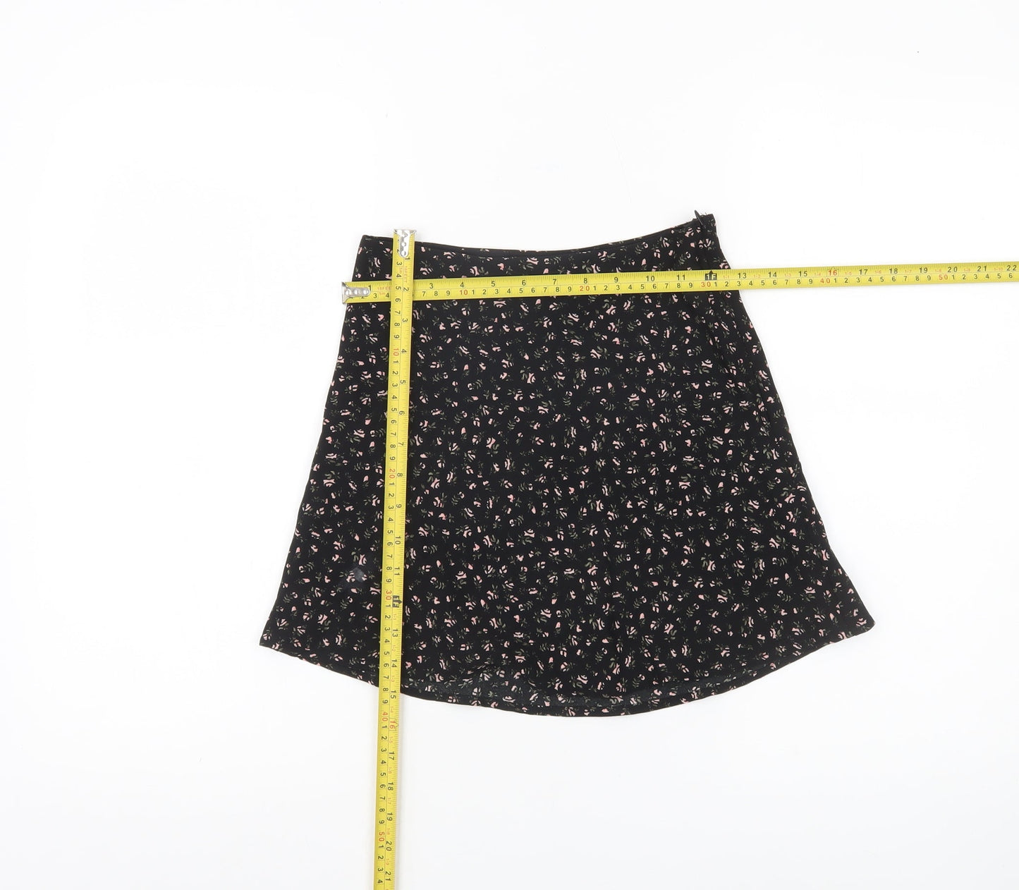 H&M Divided Womens Black Floral A-Line Skirt Size 6