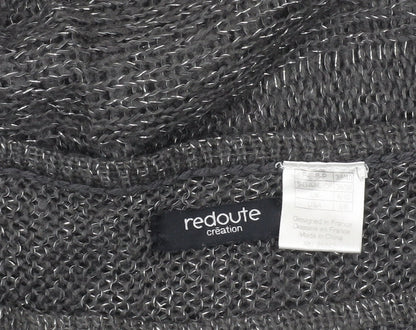 Redoute Women’s Grey Metallic Knit Jumper Size 8 Scoop Neck Pullover