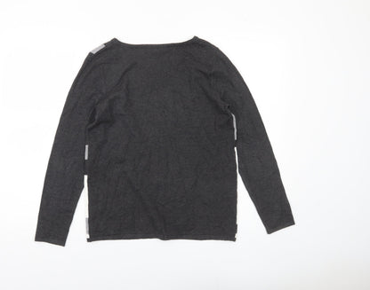 Bonmarché Women’s Black Grey Geometric Pullover Jumper Size 10