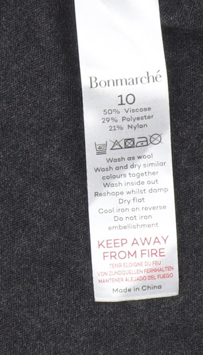 Bonmarché Women’s Black Grey Geometric Pullover Jumper Size 10