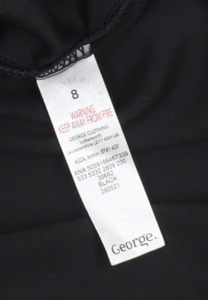 George Women’s Black Size 8 Short Wrap Dress Puff Sleeve