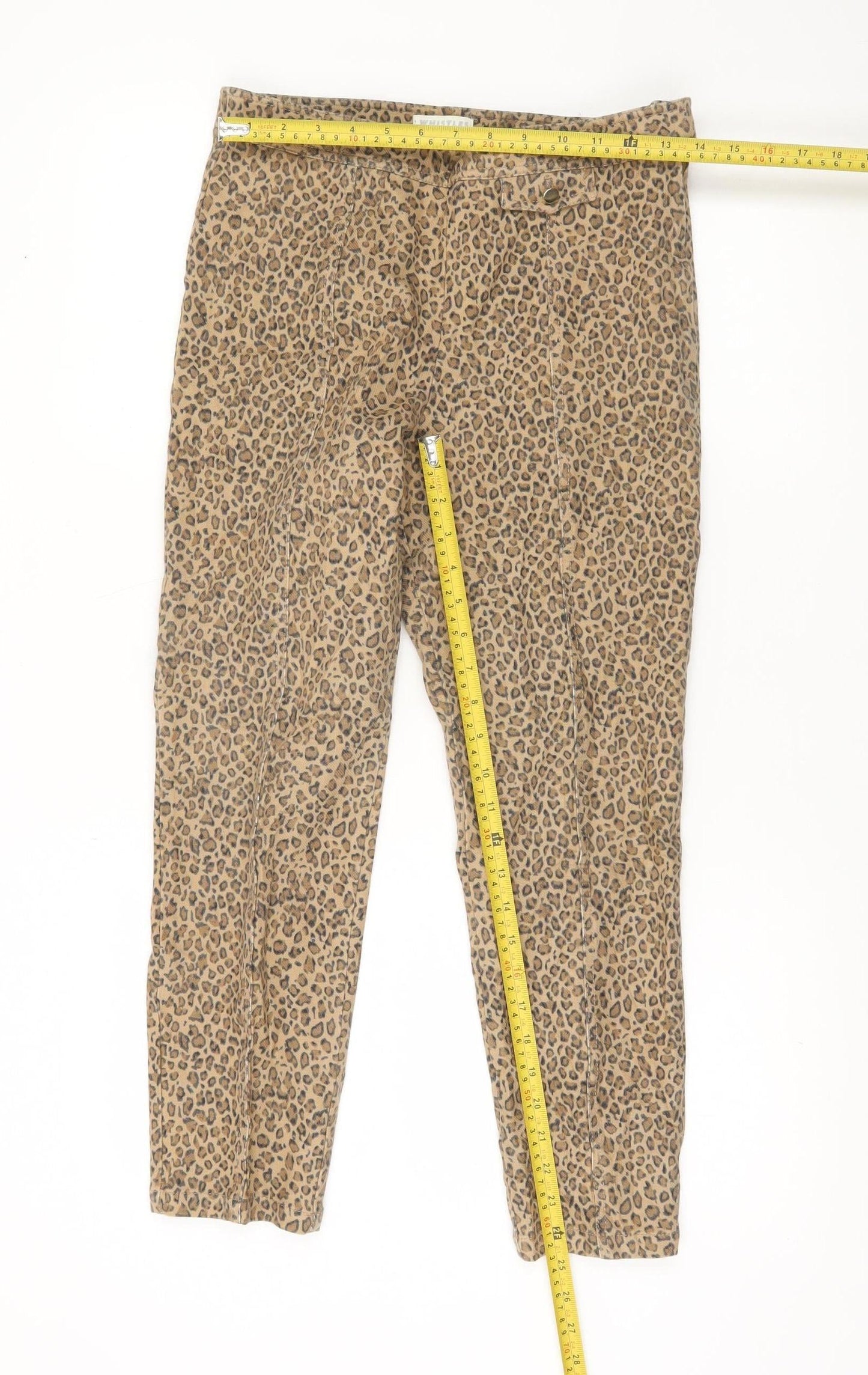 Whistles Womens Beige Animal Print Slim Trousers UK 12