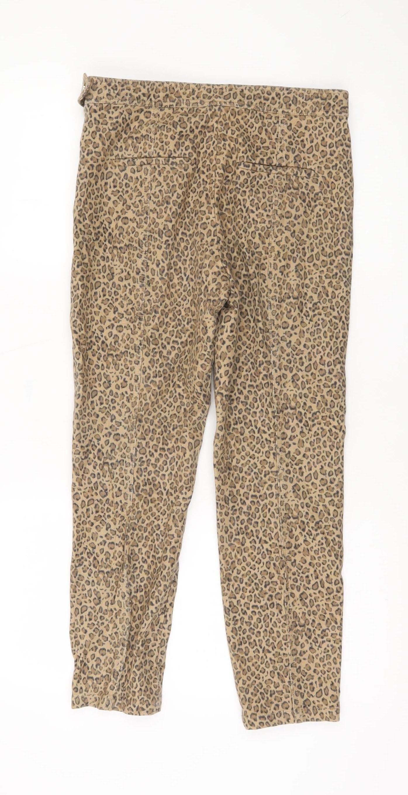 Whistles Womens Beige Animal Print Slim Trousers UK 12