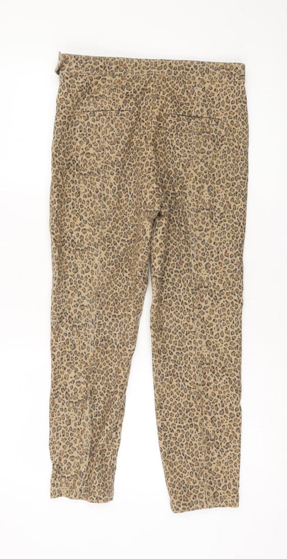 Whistles Womens Beige Animal Print Slim Trousers UK 12