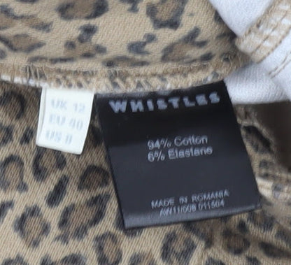 Whistles Womens Beige Animal Print Slim Trousers UK 12