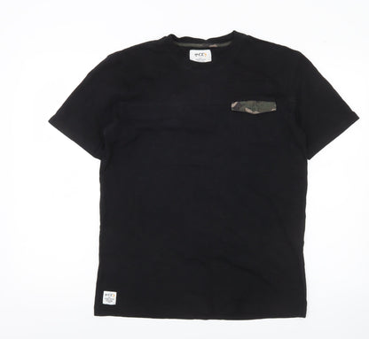 Size? Men's Black Cotton Crew Neck Camouflage Pocket T-Shirt M